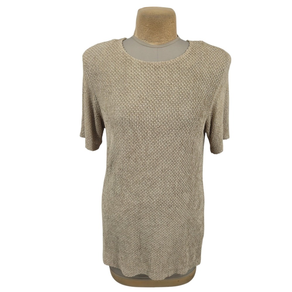 Shairade of California Top 12 Tan Textured Knit Vintage 90s Neutral Lagenlook